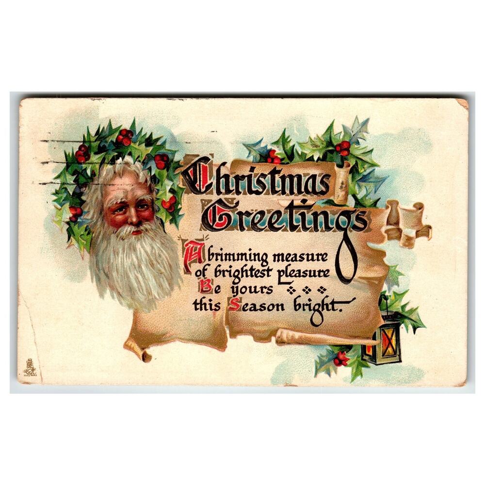 1912 Tuck's Brundage Santa Claus Christmas Greetings Postcard Rockaway Beach NY